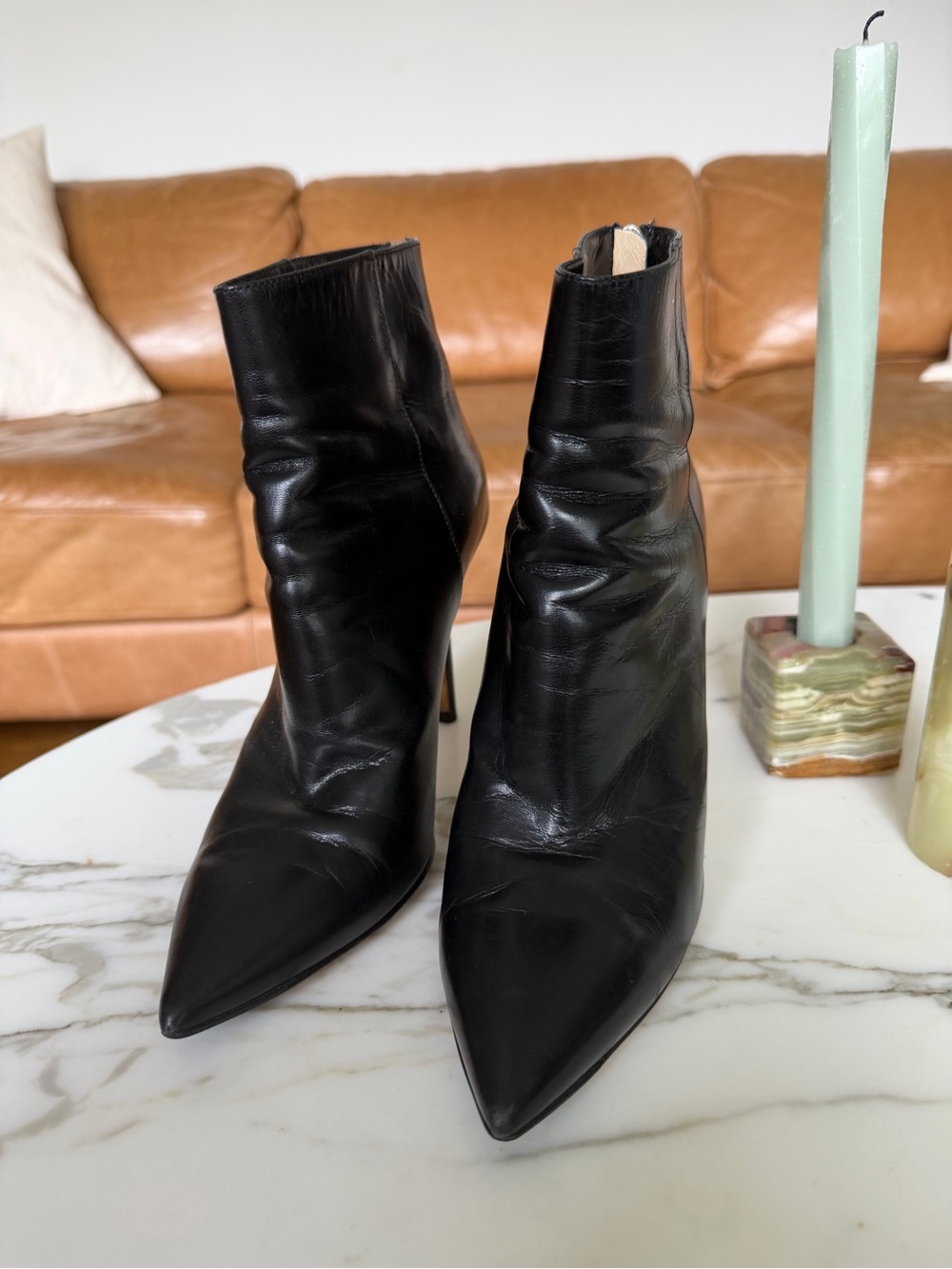 Jimmy Choo Black Leather Ankle Booties Size 38